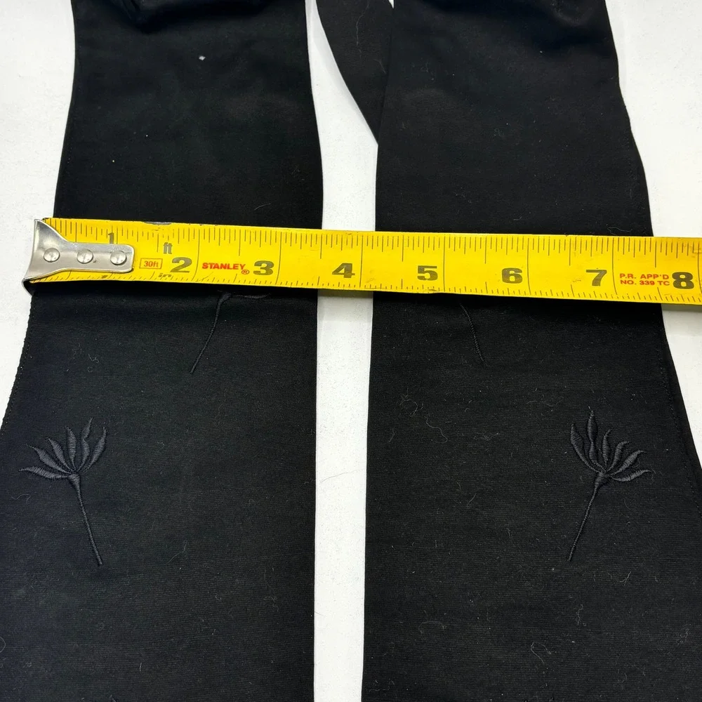 Wear-Right Vintage Black Cotton Opera Gloves Embroidered Western Germany Sz 7.5‎